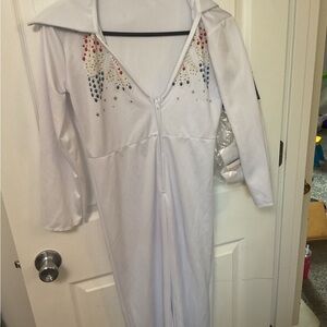 Children's Elvis Costume Jumpsuit With Belt sz large white